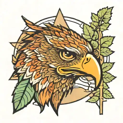 A Hawks Head And Face In Front Of A Forest Scene All In The Outline Of North Carolina