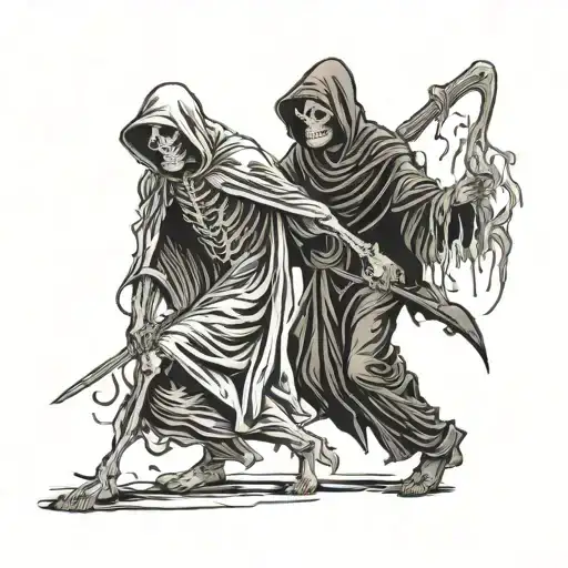 The Grim Reaper Pulling The Soul Out Of A Man Standing