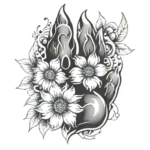 Dog Paw With July Flower