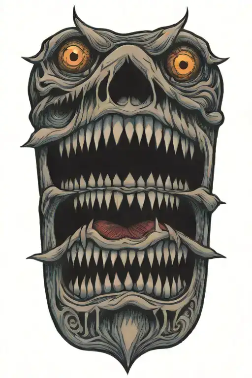 Lots Of Sharp Pointed Teeth Trippy Weird Eyes