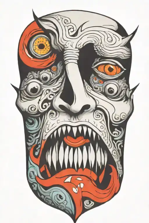 Lots Of Sharp Pointed Teeth Trippy Weird Eyes Hanging