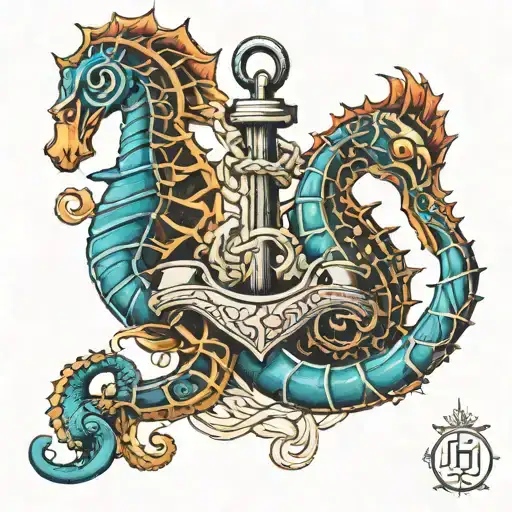 Anchor Seahorses Intertwined