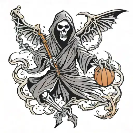 Grim Reaper Wkth A Basketball