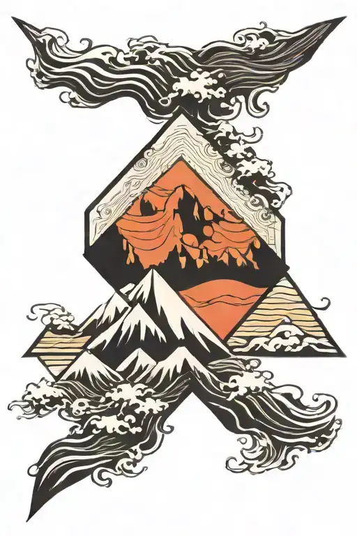 Geometric With Half Mountain And Half Wave