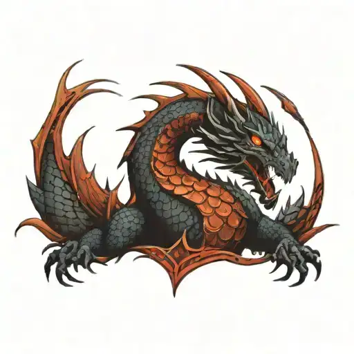 Rusty And Intense Red And Black Dragon Scales Forming