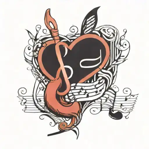 Love And Music Notes Intertwined
