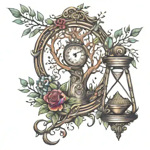 Tree Of Life Bursting Out Of An Hourglass