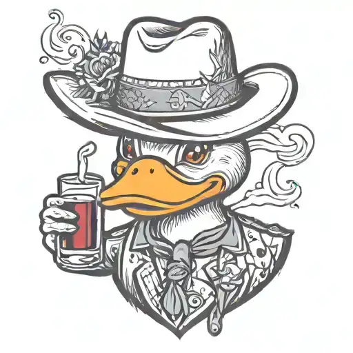 Rubber Duck Wearing A Cowboy Hat With A Glass Of Wine