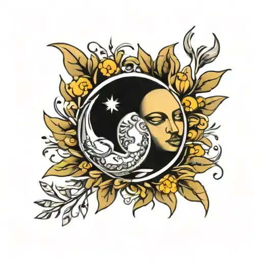 The Sun And The Moon In Olive Branches
