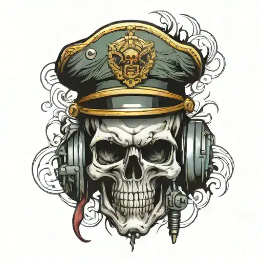 Skull With Military Helmet