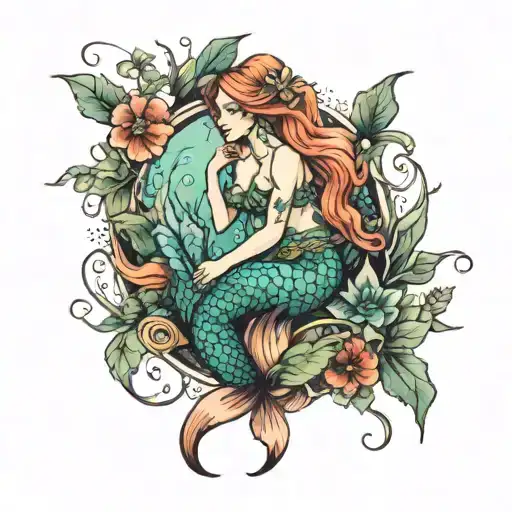Mermaid And Plants Intertwined