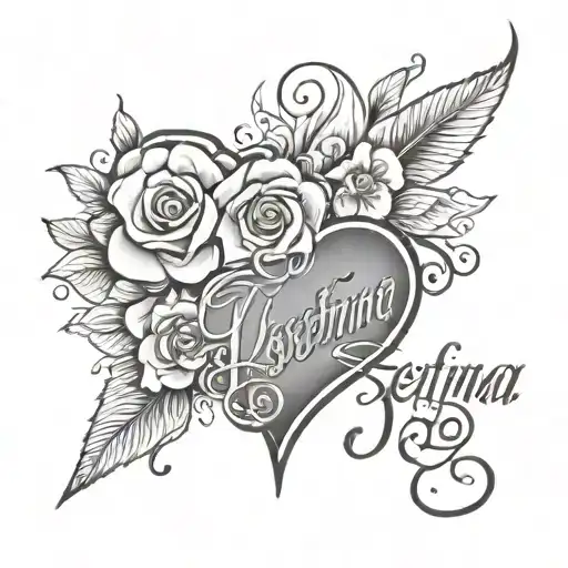 Josefina Written In Cursive Broken Heart On Side View