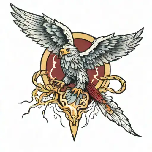 Roman Imperial Eagle Holding Thunder Lightning Storm