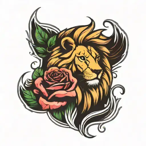 Lion With Rose