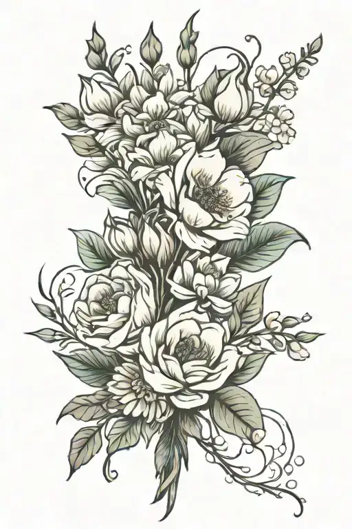 Flower Bouquet Fine Line