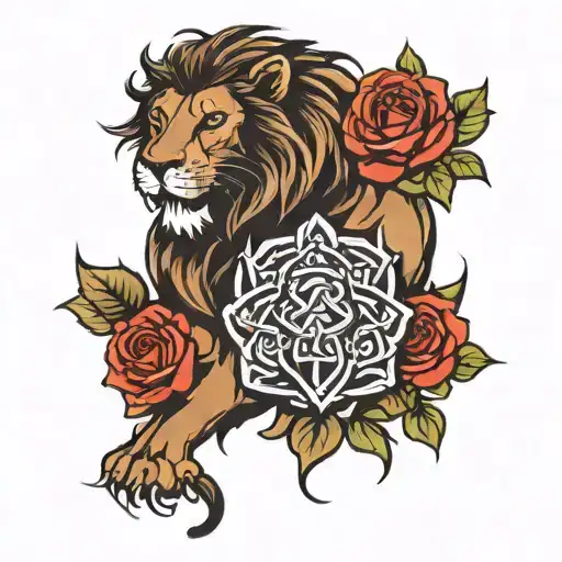 Celtic Lion And Rose Black