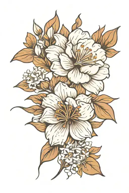 Outline May Birth Flower With August Birth Flower With December Birth Flower