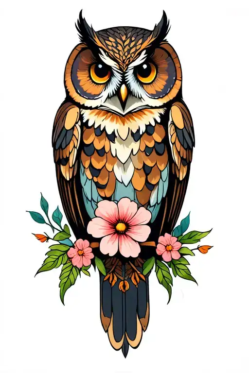 Owl And Flowers