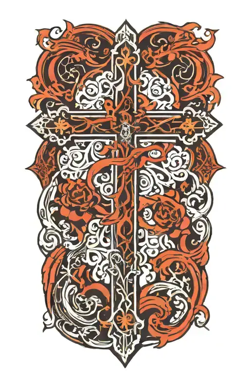 Cross Upside Down Cross Surrounded By Souls Reaching