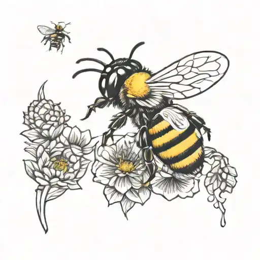Bees And Honey Combs Coloured Black