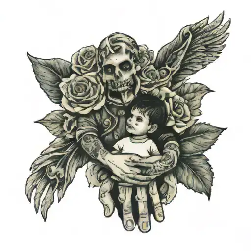 A Boy Holding Hands With His Dead Mother