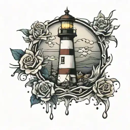 Lighthouse And Candle Wax Dripping