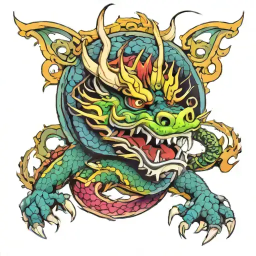 Colourful Yakuza Dragon Tatoo For Arms