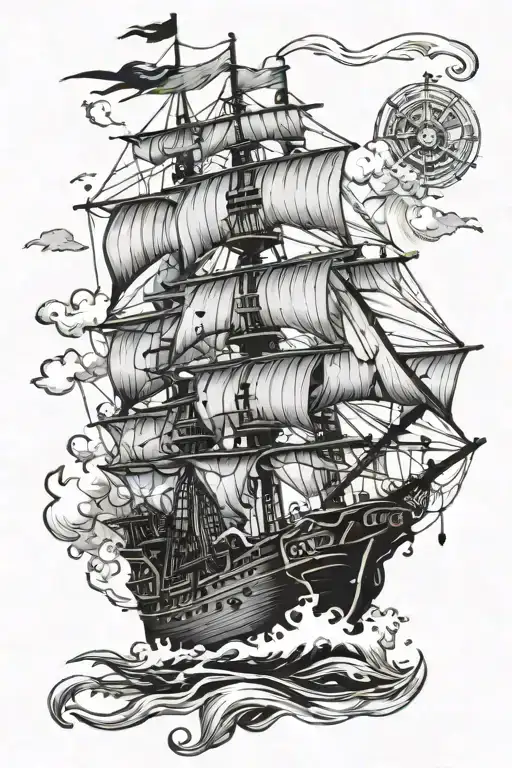 Pirate Ship Being Attacked By Cracken