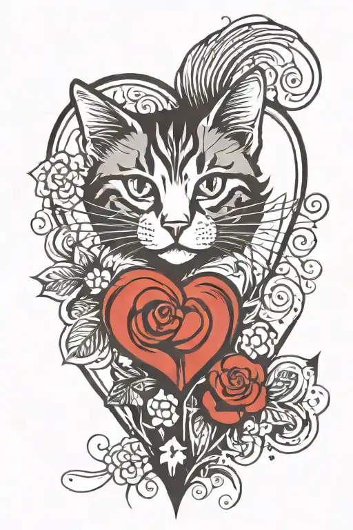 Heart And Cat Prints