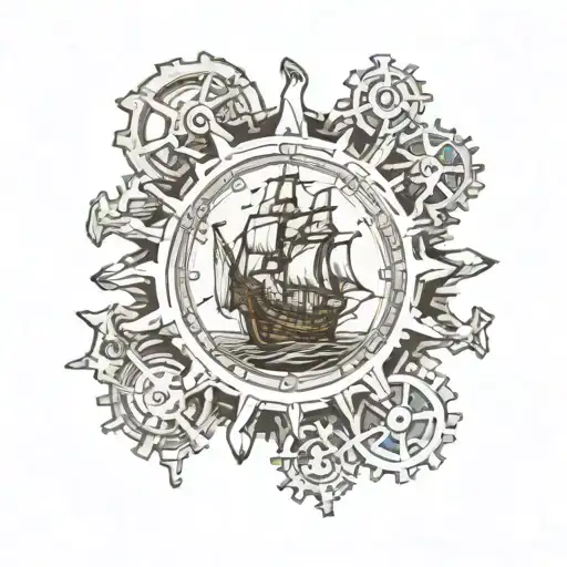 Pirate Ship Inside Of A Gear Cog