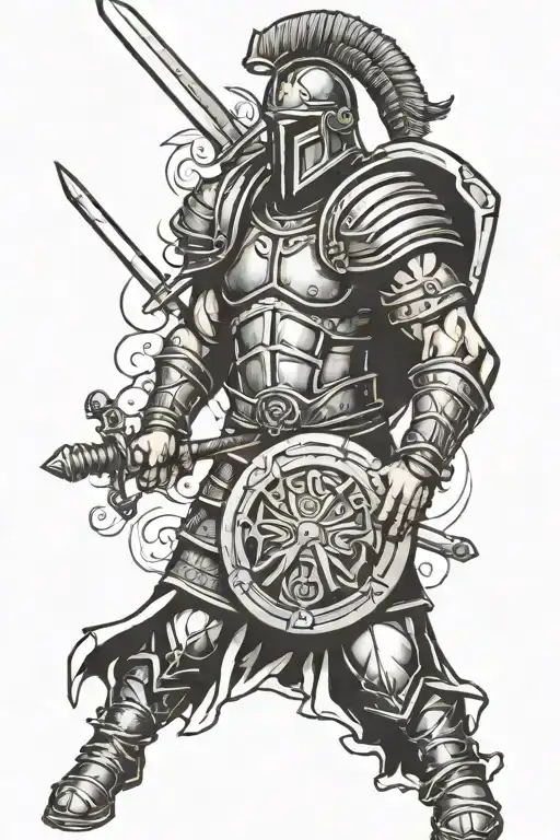 Gladiator With Sword And Shield