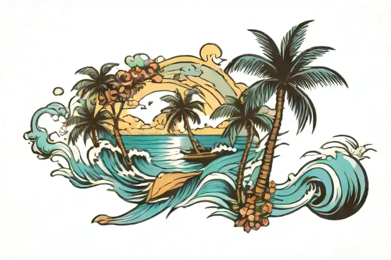 Ocean And Palm Tree Beach