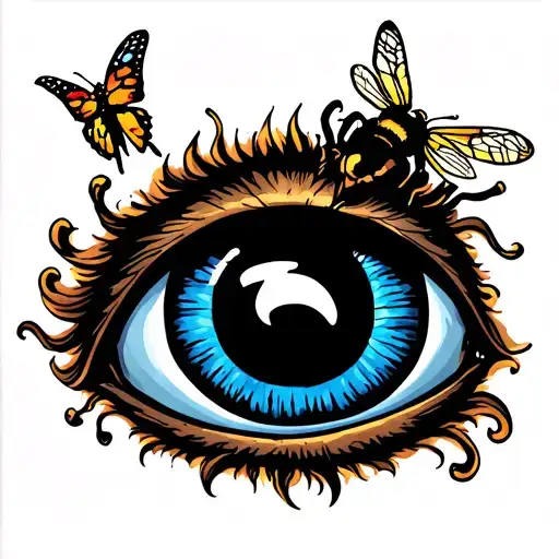 Evil Eye With Bee And Butterfly