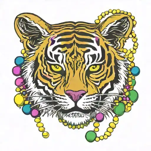 Tiger Mardi Gras Mask Beads Wrapping