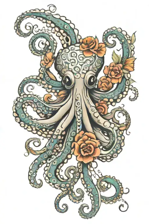 Octopus Hugging Flower Mandala