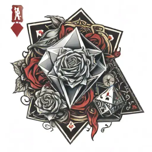 Blood Rose Diamond Poker Card Dice Rolling