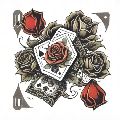 Blood Rose Poker Card Dice Rolling