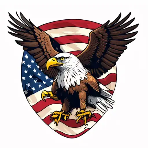 American Flag With Eagle Holding