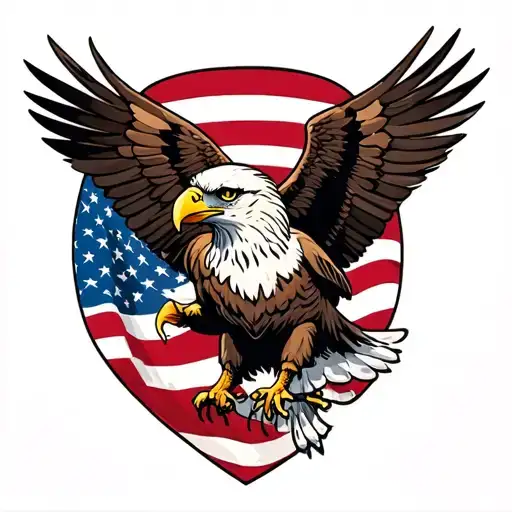 American Flag With Eagle Holding
