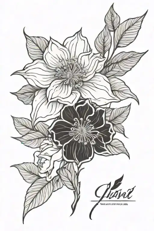 Flower Large Black Leaves