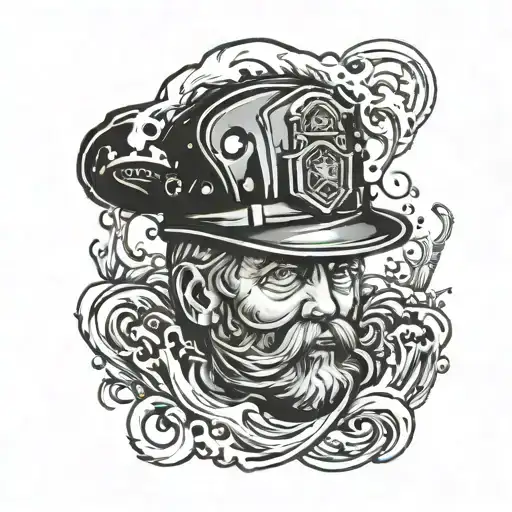 Coal Miners Hat Surrounded By The Ocean Waves