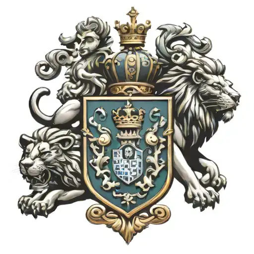 Family Bejarano Crest Heraldry Crown And Lions