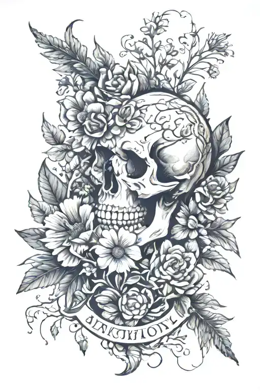 Anatomical Illustration With Wildflowers And Western Leather Work