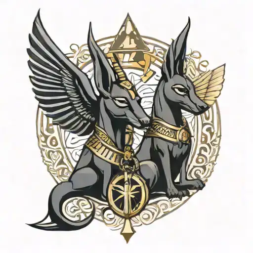 Anubis And Ankh Symbol