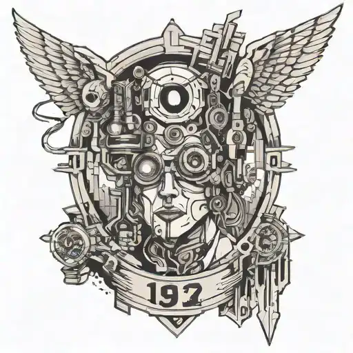 Dystopian Cyberpunk Inspired Tattoo Featuring 1982 2015 2022