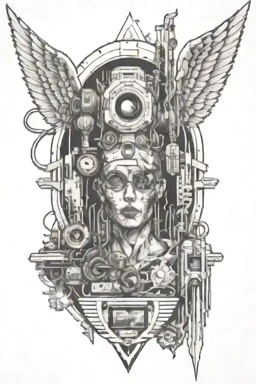 Dystopian Cyberpunk Inspired Tattoo Featuring 1982 2015 2022