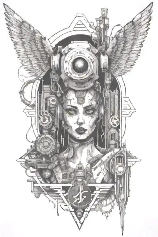 Dystopian Cyberpunk Inspired Tattoo Featuring 1982 2015 2022