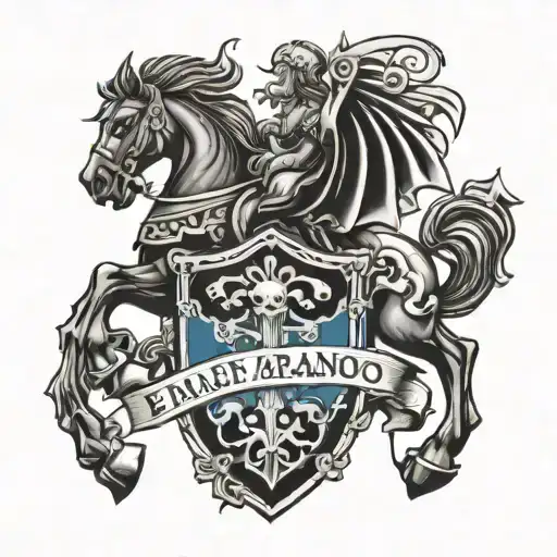 Black And White Family Bejarano Crest Heraldry Knight
