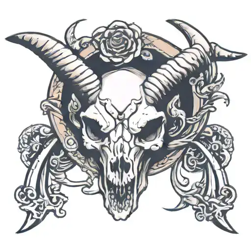 Ram Skull With Scythe