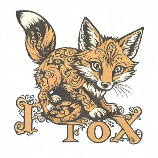 The Word Fox Is Written Beautifully And With Kittens' Paws